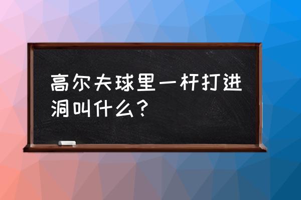 请问高尔夫球中一杆进洞叫什么 高尔夫球里一杆打进洞叫什么？