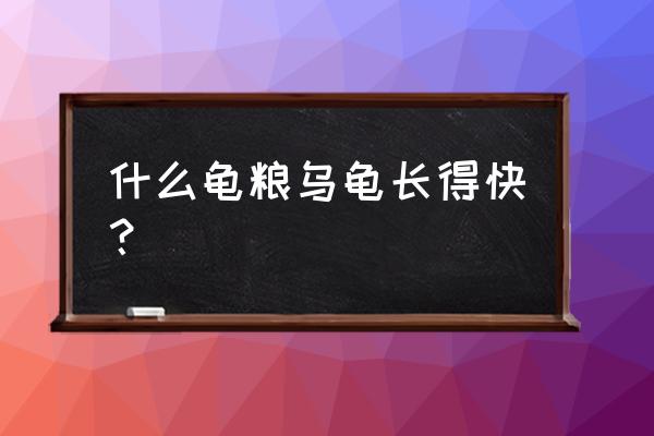 野生乌龟吃什么饲料长得快 什么龟粮乌龟长得快？