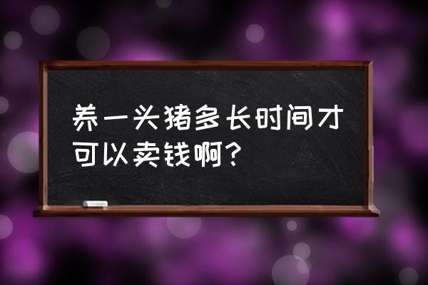 养猪多少时间可以卖了 养一头猪多长时间才可以卖钱啊？