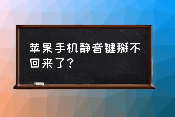 苹果手机静音开关坏了怎么办 苹果手机静音键掰不回来了？