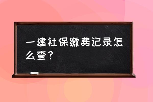 一建报名查社保怎么办 一建社保缴费记录怎么查？