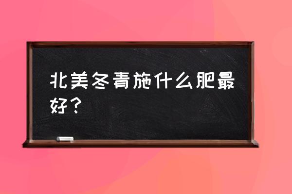 冬青可施复合肥吗 北美冬青施什么肥最好？