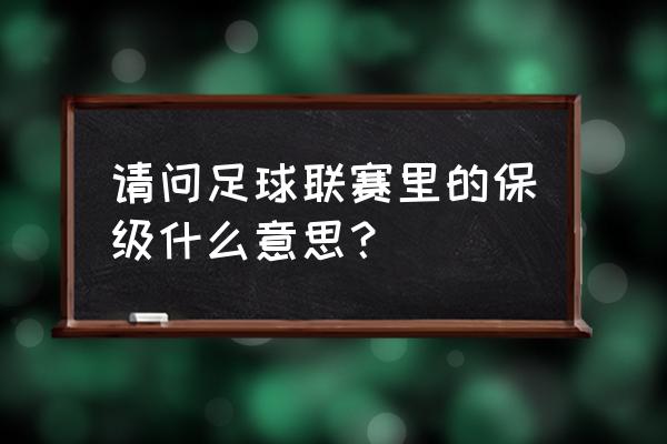 足球为什么叫保级队 请问足球联赛里的保级什么意思？