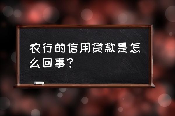 农业银行手机银行信用卡能贷款吗 农行的信用贷款是怎么回事？