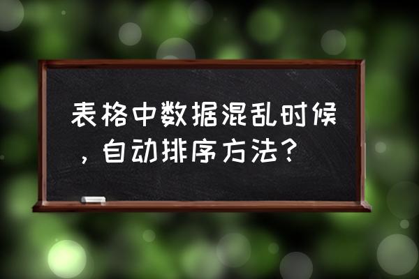 大数据如何自动排序 表格中数据混乱时候，自动排序方法？