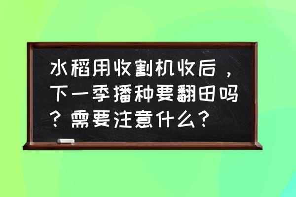 自动挡的水稻收割机怎么操作 水稻用收割机收后，下一季播种要翻田吗？需要注意什么？