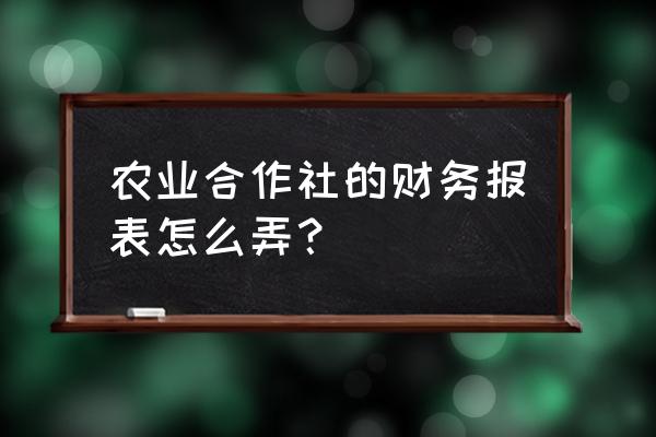 农村合作社的财务制度和财务管理 农业合作社的财务报表怎么弄？