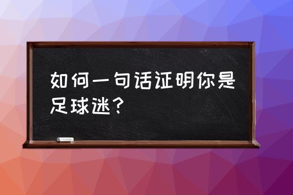 足球迷必备十大技巧 如何一句话证明你是足球迷？