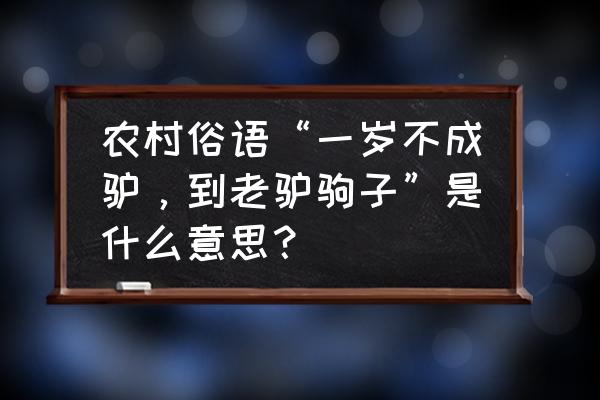 刚断奶的小驴怎样养 农村俗语“一岁不成驴，到老驴驹子”是什么意思？