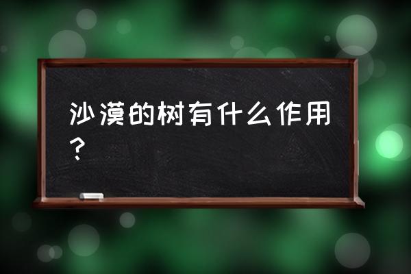 什么树可以阻挡风沙 沙漠的树有什么作用？