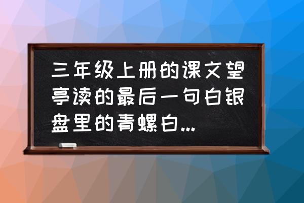 白银盘最好的分析 三年级上册的课文望亭读的最后一句白银盘里的青螺白银盘是什么意思？