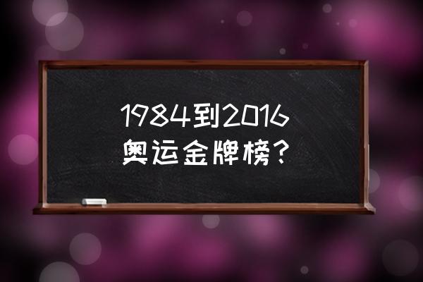 历届奥运会奖牌榜排名明细 1984到2016奥运金牌榜？