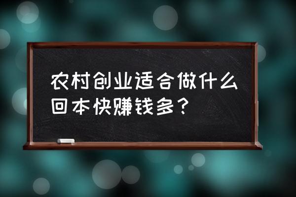 农村农业创业项目大全 农村创业适合做什么回本快赚钱多？