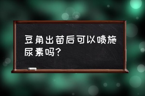 怎样管理刚出土的长豆角 豆角出苗后可以喷施尿素吗？